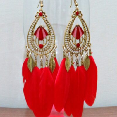 Bohemian Feather Earrings – Gorgeous Red