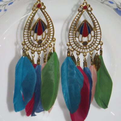 Bohemian Feather Earrings – Multicolor