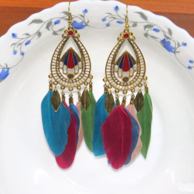 Bohemian Feather Earrings – Multicolor