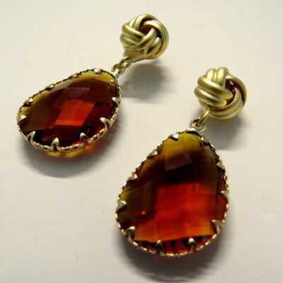 Crystal Pear Drop Earrings – Fiery Orange