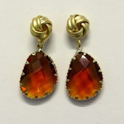 Crystal Pear Drop Earrings – Fiery Orange