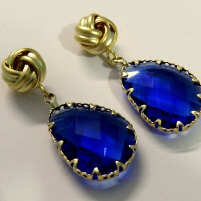 Crystal Pear Drop Earrings – Electric Blue