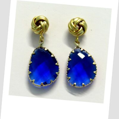 Crystal Pear Drop Earrings – Electric Blue