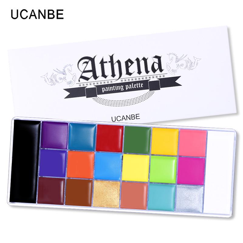 UCANBE Athena Face Body Paint Oil Makeup Set, 20 Colors FX Halloween Party  Painting with Stainless Steel Mixing Palette and Spatula Tool,10 pcs Artist