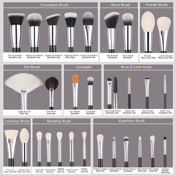 BEILI 30 Pcs Makeup Brushes Set New